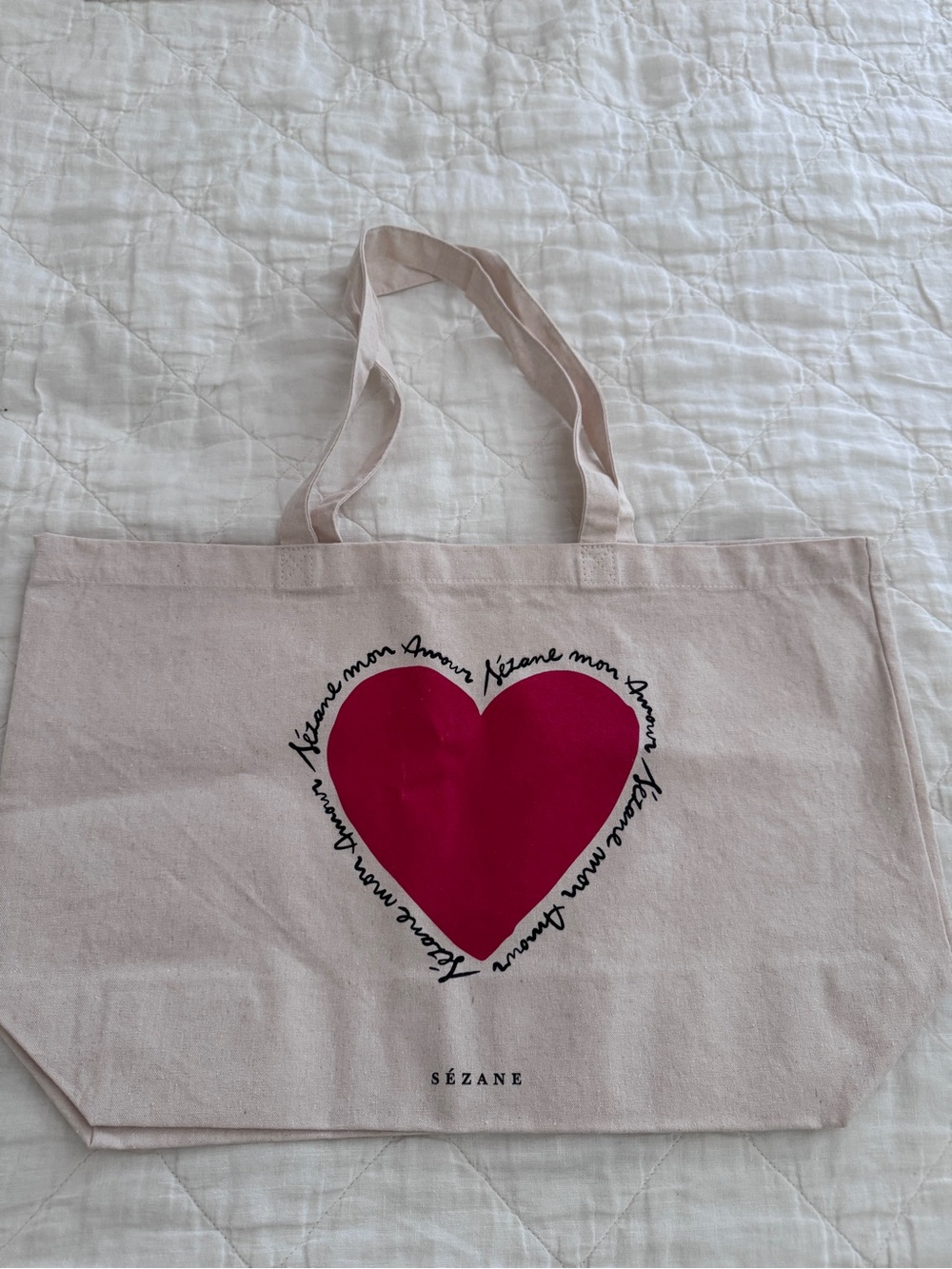 Sézane Limited Edition Canvas Tote with Heart